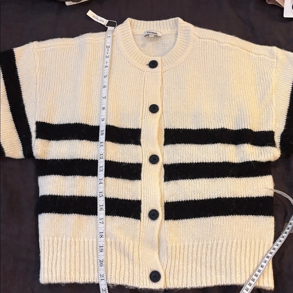 Darling Black and Cream Striped Sweater - Picture 9 of 9